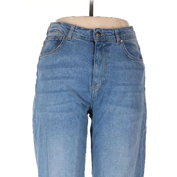 DJERF selvedge Jeans Mid-Wash Blue High Rise Extra Long Stretch Denim Size 27 - Picture 4 of 13